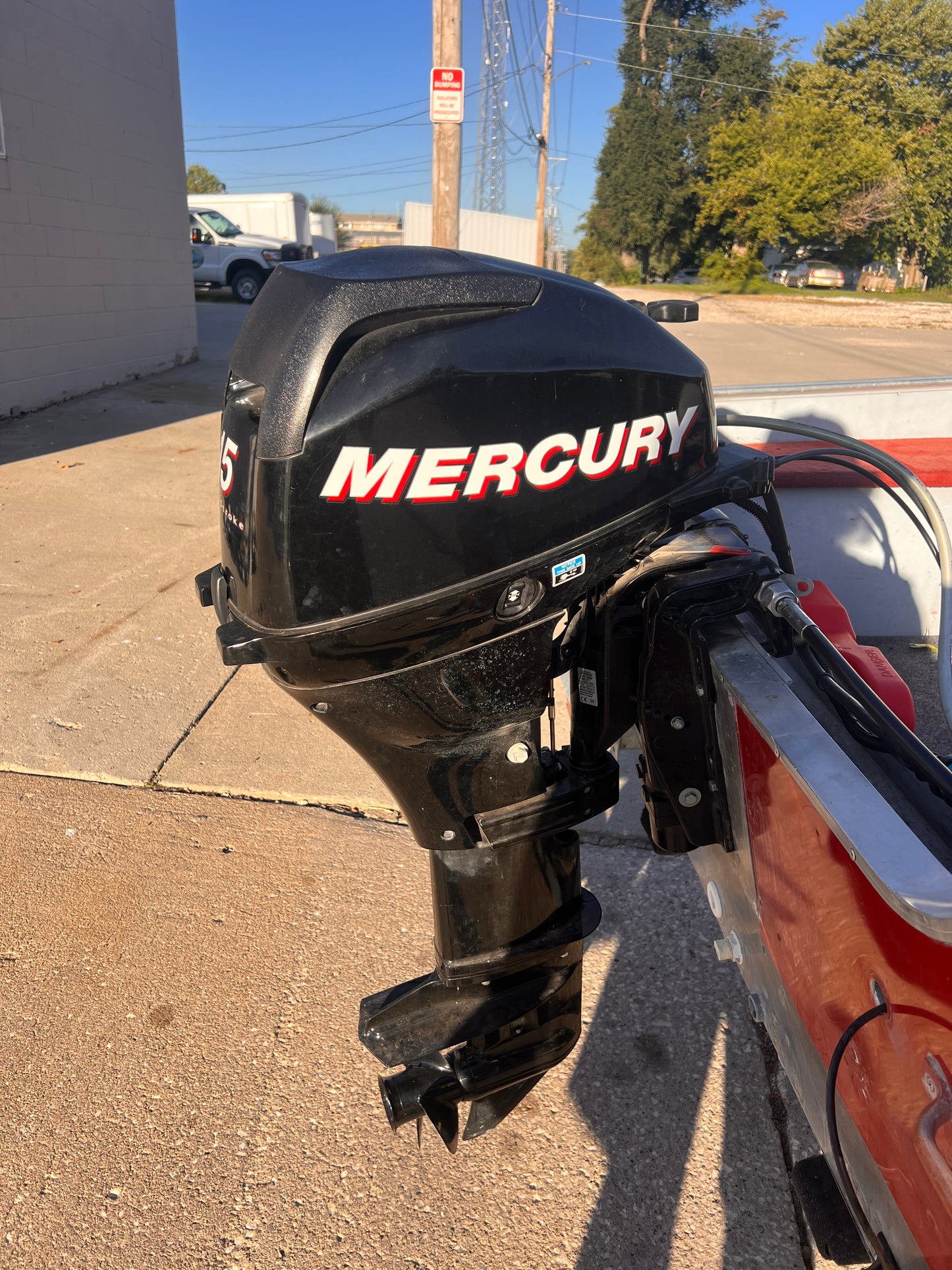 2008 Mercury 15 HP 4 Stroke Long Shaft Console Steer Outboard Motor