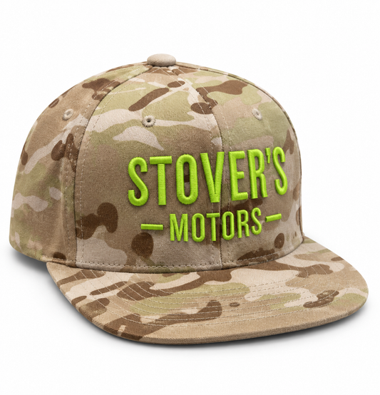 Stovers Motor's Camo Flat Bill Snap Back