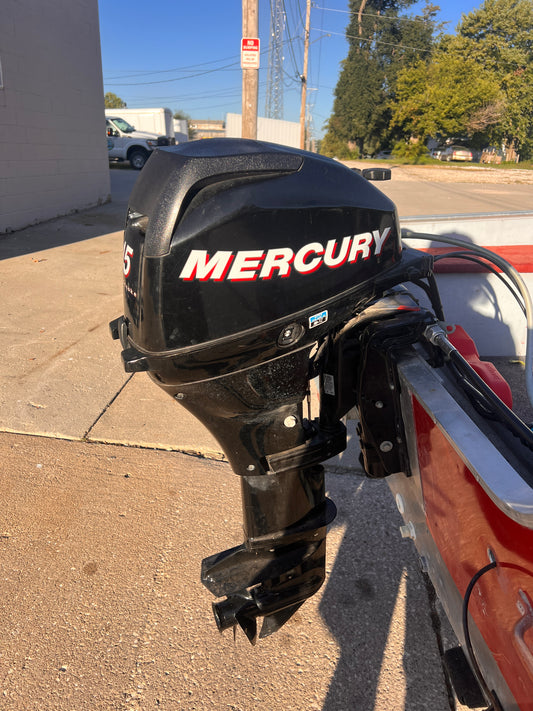 2008 Mercury 15 HP 4 Stroke Long Shaft Console Steer Outboard Motor